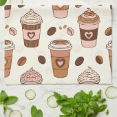コージー コーヒー カップ パターン (12) キッチンタオル (折り畳み)