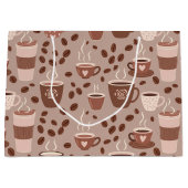 コージー コーヒー カップ パターン (4) ラージペーパーバッグ (正面)