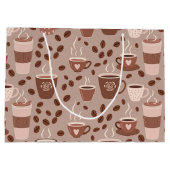 コージー コーヒー カップ パターン (4) ラージペーパーバッグ (裏面)