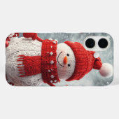 コージー ニット 雪だるま 赤 マフラー 雪片 Case-Mate iPhoneケース (裏面 (横))