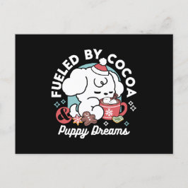 コージー・パピー・ドリームス – ホットチョコレートとクリスマス シーズンポストカード