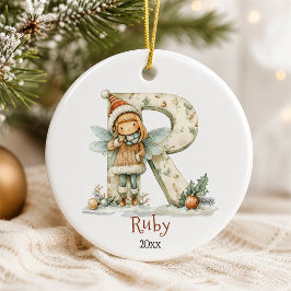 コージー・フェアリー・クリスマスイニシャル オーダーメイド ホリデー セラミックオーナメント