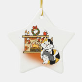 コージー・暖炉の漫画の母猫と子猫 セラミックオーナメント (裏面)