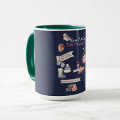 コージーHYGGEライフインフォグラフィックパーソナライズされたネイビーブルー マグカップ (正面左)