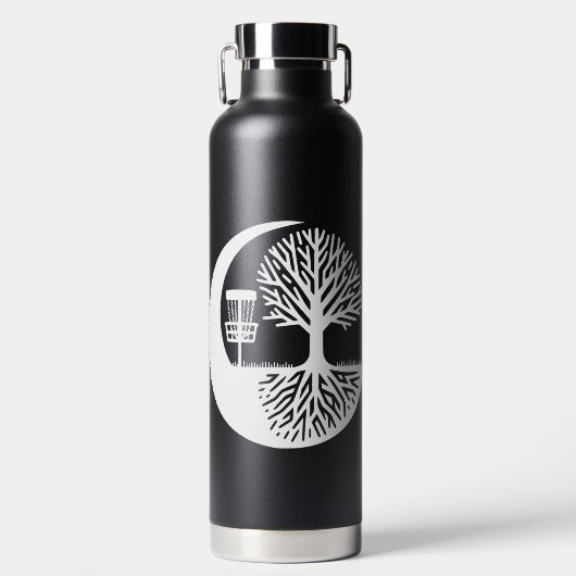 コースがあなたと一緒に | ディスクゴルフのユーモア ウォーターボトル (正面)