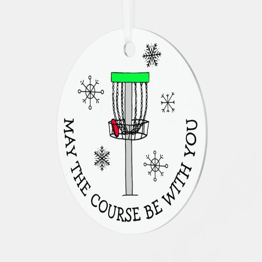 コースがあなたと一緒に、ディスクゴルフ メタルオーナメント (正面左)