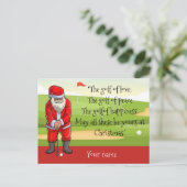 コースでのサンタクロースの祝福とゴルフクリスマス シーズンポストカード (スタンド正面)