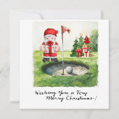 コースでゴルファーをテーマにしたゴルフクリスマステーマ シーズンカード (正面)