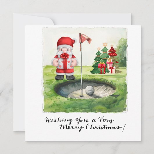 コースでゴルファーをテーマにしたゴルフクリスマステーマ シーズンカード (正面)