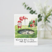 コースでゴルファーをテーマにしたゴルフクリスマステーマ シーズンポストカード (スタンド正面)