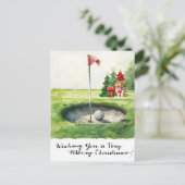 コースでゴルファーをテーマにしたゴルフクリスマステーマ シーズンポストカード (スタンド正面)