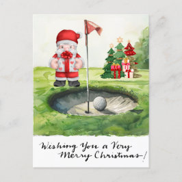 コースでゴルファーをテーマにしたゴルフクリスマステーマ シーズンポストカード