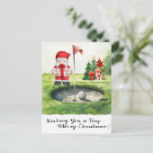 コースでゴルファーをテーマにしたゴルフクリスマステーマ シーズンポストカード (スタンド正面)