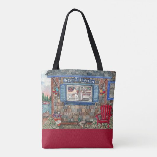 コースタルアイスクリームショップウォーターカラートートバッグ トートバッグ (裏面)