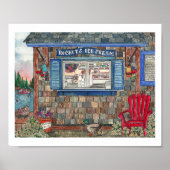 コースタルアイスクリームショップ水彩画ポスター ポスター (正面)