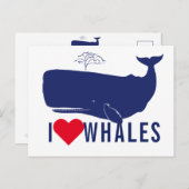 コースタルアイラブクジラ引用文モダンブルータイポグラフィ ポストカード (正面/裏面)