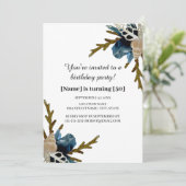 コースタルアイリスフラワー航海のエレガント誕生日 招待状 (スタンド正面)