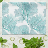 コースタルアクアブルーコーラルシーファンキッチンタオル キッチンタオル (折り畳み)