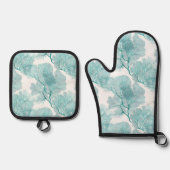 コースタルアクアブルーコーラルシーファン 鍋つかみ&鍋敷きセット (正面)