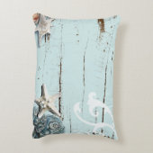 コースタルアクアブルービーチウッドヒトデ貝殻 アクセントクッション (裏面(縦))