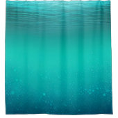 コースタルアンダーウォーターシーティール（緑がかった色）ブルーアクア シャワーカーテン (正面)
