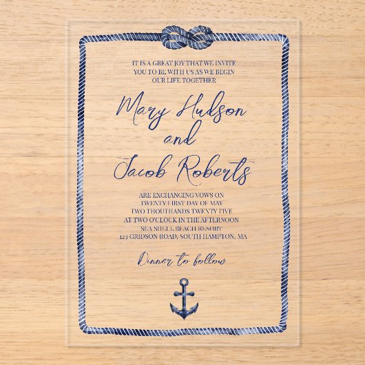 コースタルア航海のクリル結婚式招待状 アクリル招待状 (正面)