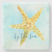 コースタルイエローヒトデアクアウォーターカラー ストーンコースター (正面)