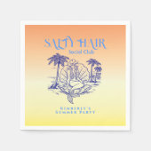 コースタルイエローマーメイド女性のカーボーイサマーパーティー スタンダードカクテルナプキン (正面)