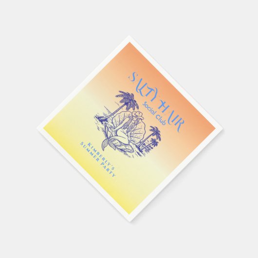 コースタルイエローマーメイド女性のカーボーイサマーパーティー スタンダードカクテルナプキン (角)