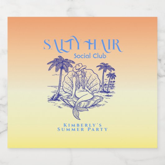 コースタルイエローマーメイド女性のカーボーイサマーパーティー ビールラベル (シングルラベル)