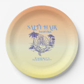 コースタルイエローマーメイド女性のカーボーイサマーパーティー ペーパープレート (正面)