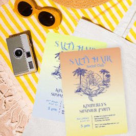 コースタルイエローマーメイド女性のカーボーイサマーパーティー 招待状