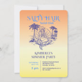 コースタルイエローマーメイド女性のカーボーイサマーパーティー 招待状 (正面)
