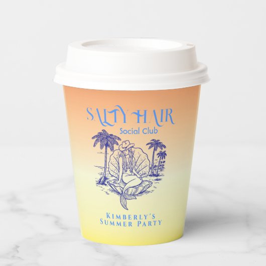 コースタルイエローマーメイド女性のカーボーイサマーパーティー 紙コップ (正面)