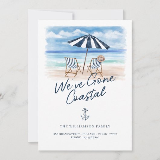 コースタルウォーターの色のビーチ椅子を移動 案内状 (正面)