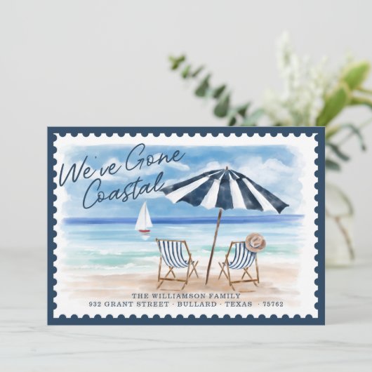 コースタルウォーターの色のビーチ椅子を移動 案内状 (スタンド正面)