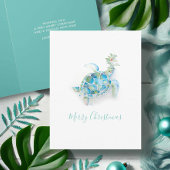 コースタルウォーターカラーウミガメビーチクリスマスカード シーズンカード