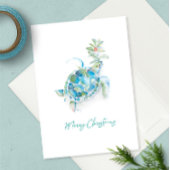 コースタルウォーターカラーウミガメビーチクリスマスカード シーズンカード