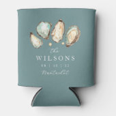 コースタルウォーターカラーオイスター結婚式の引き出物 缶クーラー (正面)