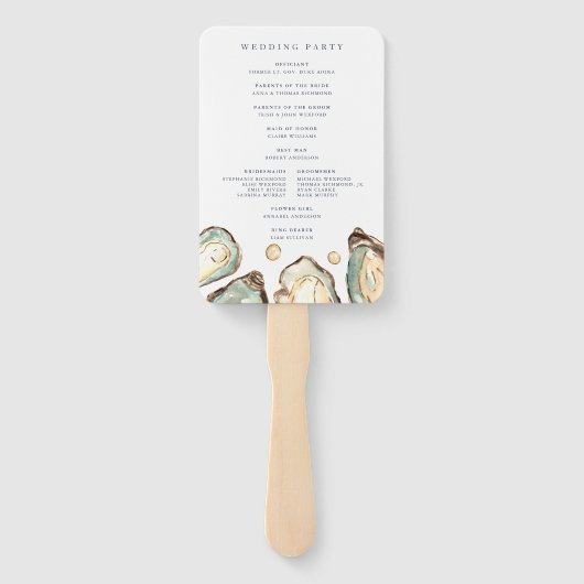 コースタルウォーターカラーオイスター結婚式 プログラム ハンドファン (裏面)