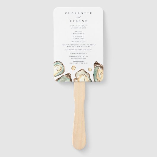 コースタルウォーターカラーオイスター結婚式 プログラム ハンドファン (正面)
