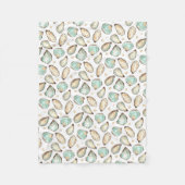 コースタルウォーターカラーオイスター&パールパターン フリースブランケット (正面)