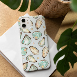 コースタルウォーターカラーオイスター&パールパターン iPhone 16ケース
