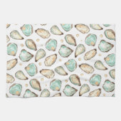 コースタルウォーターカラーオイスター&パール キッチンタオル (横)