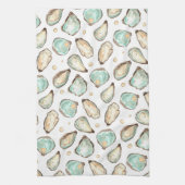 コースタルウォーターカラーオイスター&パール キッチンタオル (縦)