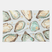 コースタルウォーターカラーオイスター&パール キッチンタオル (横)