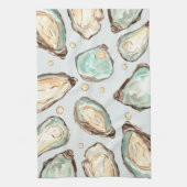 コースタルウォーターカラーオイスター&パール キッチンタオル (縦)