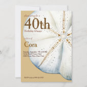 コースタルウォーターカラーサンドドル誕生日招待状 招待状 (正面)