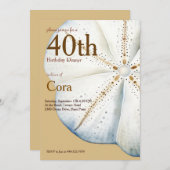 コースタルウォーターカラーサンドドル誕生日招待状 招待状 (正面/裏面)