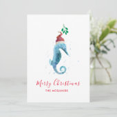 コースタルウォーターカラーシーホースクリスマスホリデー シーズンカード (スタンド正面)